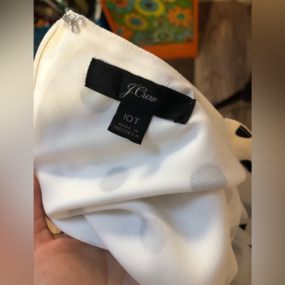 J.Crew White+Black Polka Dot Short Sleeve Faux Wrap Midi Dress - Picture 16 of 16